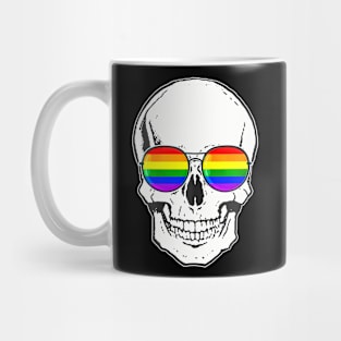 Gay Pride Lgbt Skull With Rainbow Sunglasses Mug